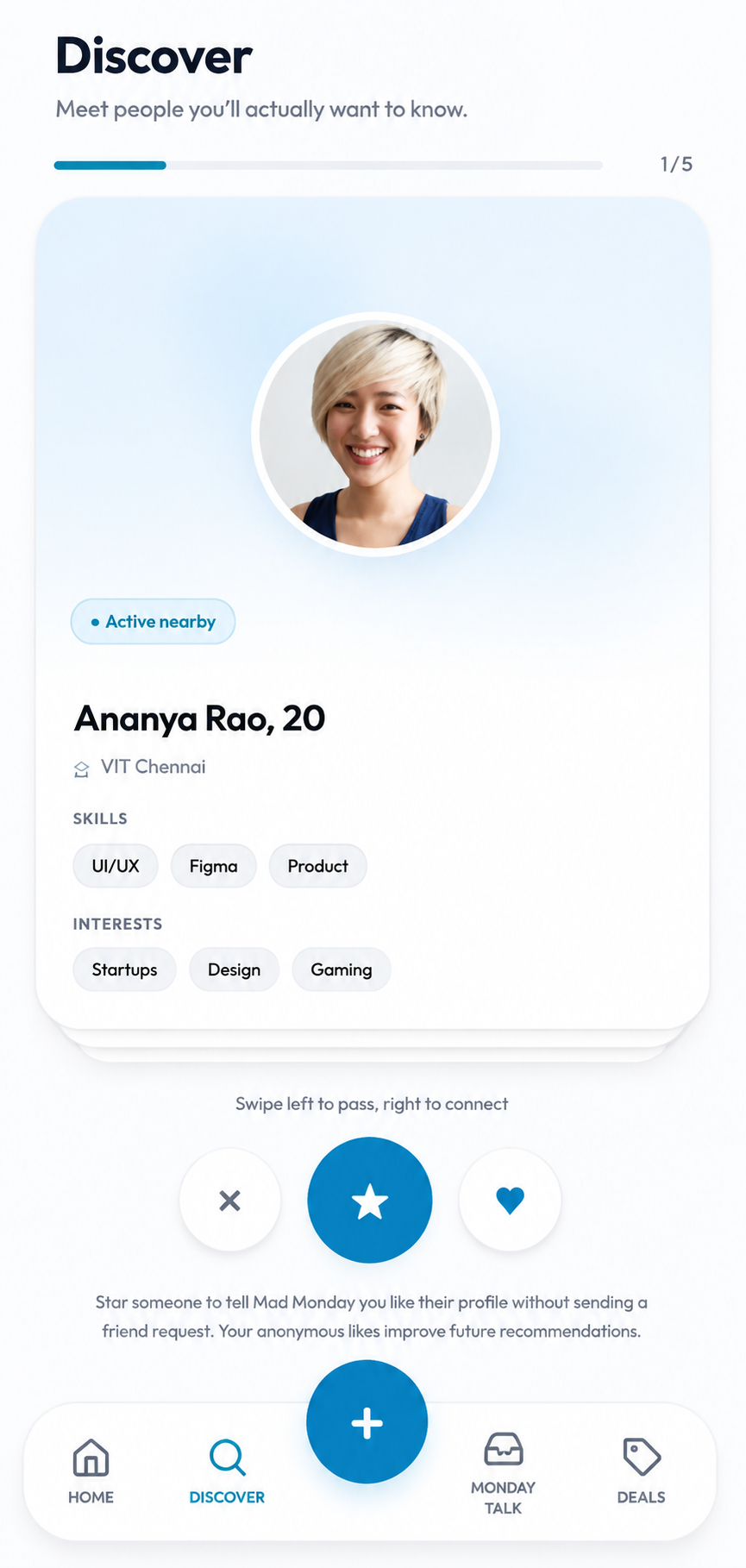 Discover profile screen